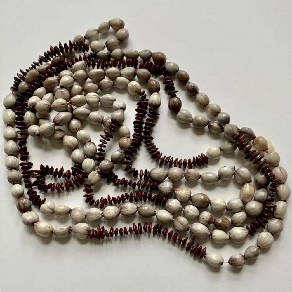 Boho Brown & Cream Beaded Necklace Set
